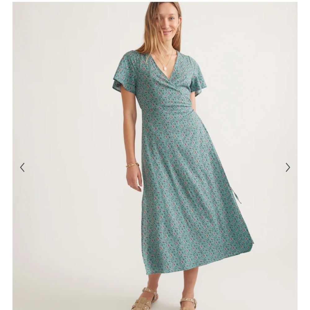 NWT, Marine Layer Teal Floral Midi Dress, L